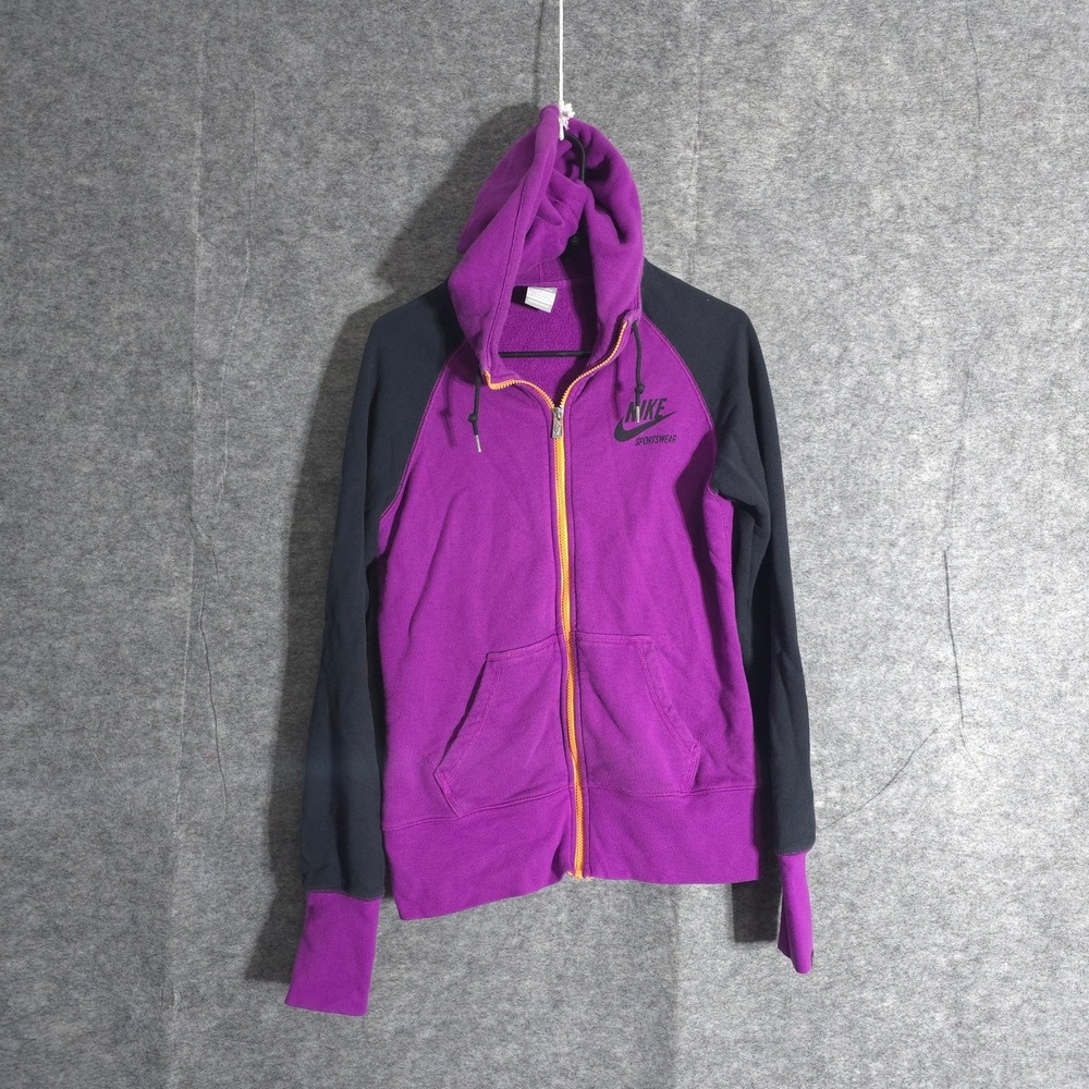 Nike Sportswear Colorblock Full Zip Hoodie Womens Large Purple Gray Sweatshirt